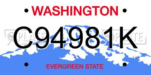 C94981K Washington License Plate