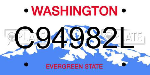 C94982L Washington License Plate