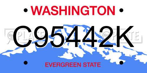 C95442K Washington License Plate