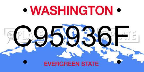 C95936F Washington License Plate