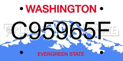 C95965F Washington License Plate