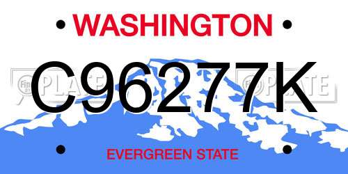 C96277K Washington License Plate