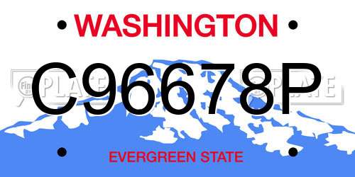 C96678P Washington License Plate