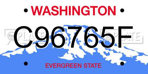 C96765F Washington License Plate