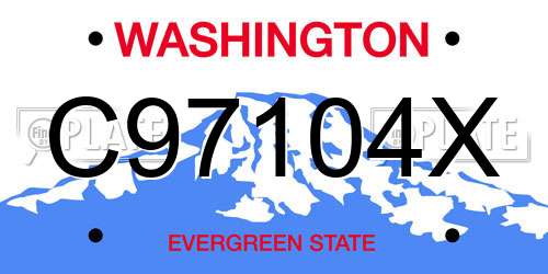 C97104X Washington License Plate