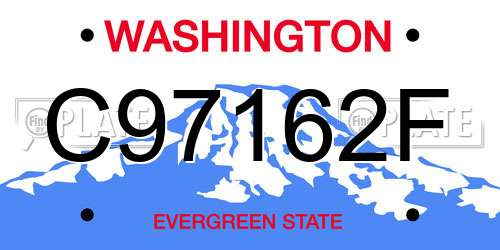 C97162F Washington License Plate