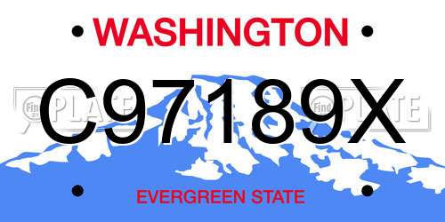 C97189X Washington License Plate