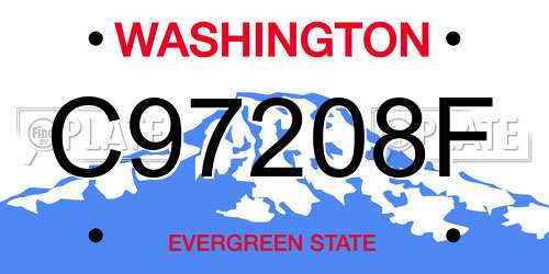 C97208F Washington License Plate