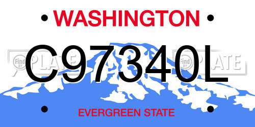C97340L Washington License Plate