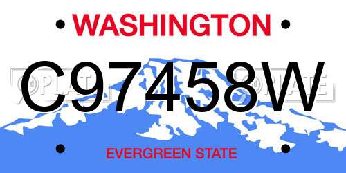 C97458W Washington License Plate