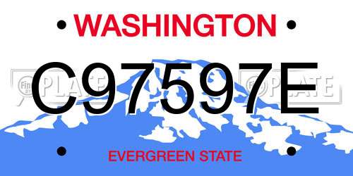 C97597E Washington License Plate