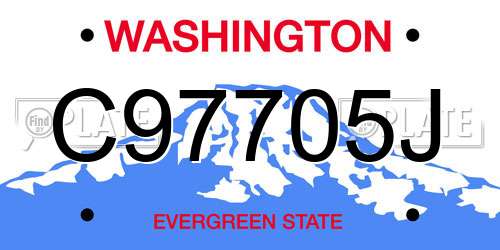 C97705J Washington License Plate