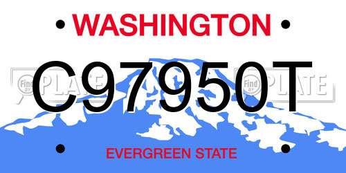 C97950T Washington License Plate