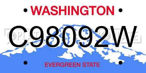 C98092W Washington License Plate