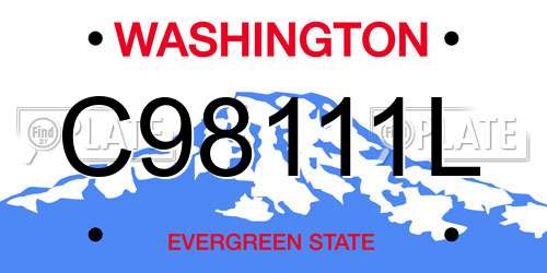 C98111L Washington License Plate