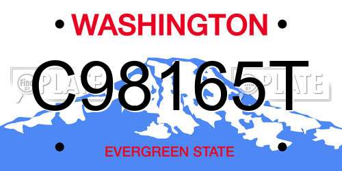 C98165T Washington License Plate