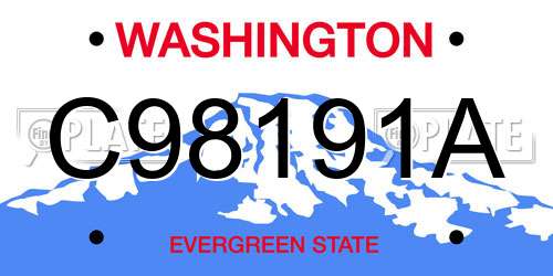 C98191A Washington License Plate
