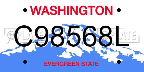 C98568L Washington License Plate