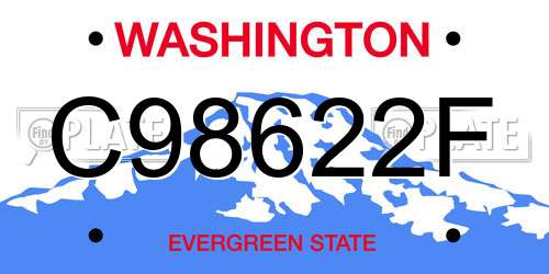 C98622F Washington License Plate