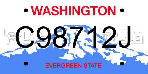 C98712J Washington License Plate