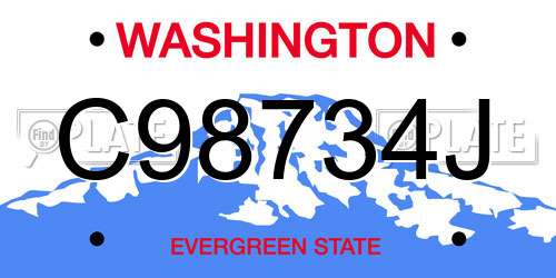 C98734J Washington License Plate