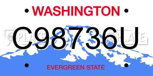 C98736U Washington License Plate