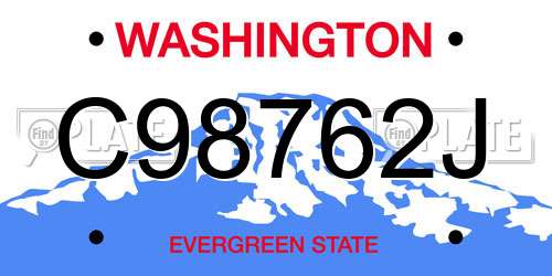 C98762J Washington License Plate