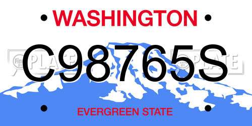 C98765S Washington License Plate