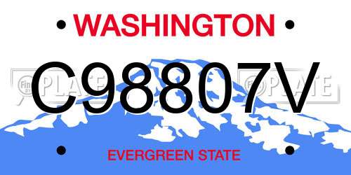 C98807V Washington License Plate