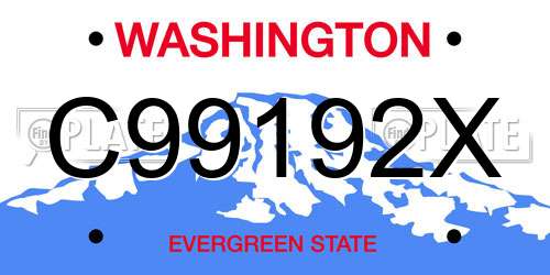 C99192X Washington License Plate