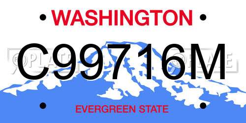 C99716M Washington License Plate