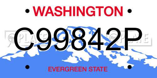 C99842P Washington License Plate
