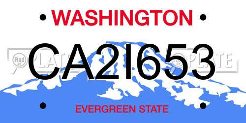 CA2I653 Washington License Plate