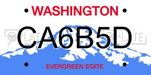 CA6B5D Washington License Plate