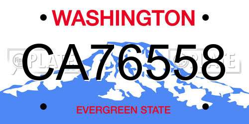 CA76558 Washington License Plate