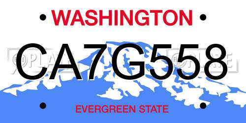 CA7G558 Washington License Plate