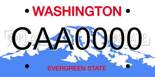 CAA0000 Washington License Plate
