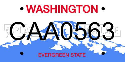 CAA0563 Washington License Plate