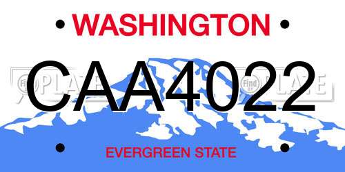 CAA4022 Washington License Plate