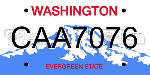 CAA7076 Washington License Plate