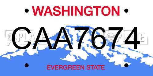 CAA7674 Washington License Plate