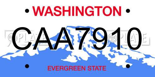 CAA7910 Washington License Plate