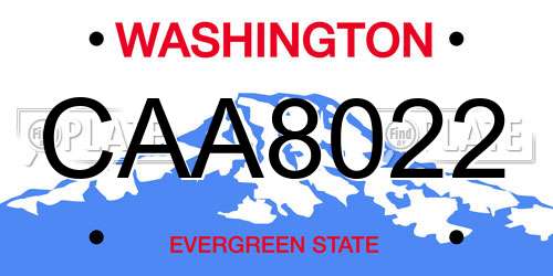 CAA8022 Washington License Plate