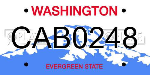 CAB0248 Washington License Plate