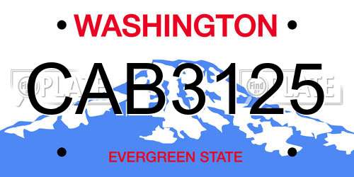 CAB3125 Washington License Plate
