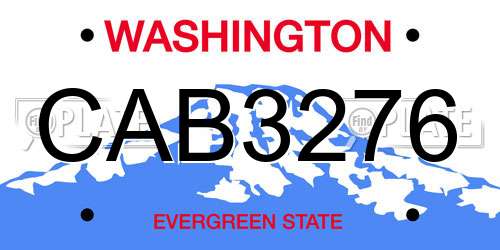 CAB3276 Washington License Plate