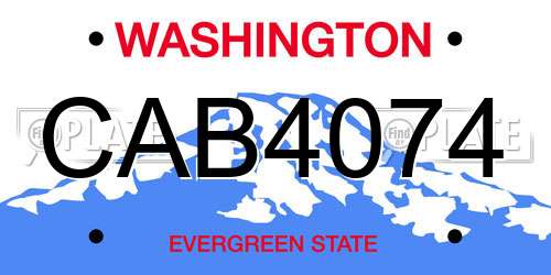 CAB4074 Washington License Plate