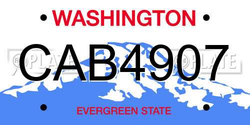 CAB4907 Washington License Plate