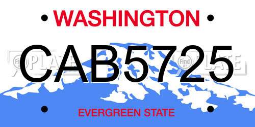 CAB5725 Washington License Plate