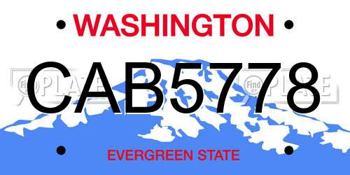CAB5778 Washington License Plate